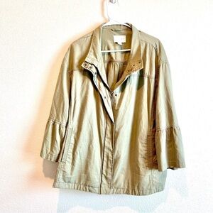Caslon Olive Army Green Ruffle Sleeve Utility Jacket Lightweight Plus Size 18W